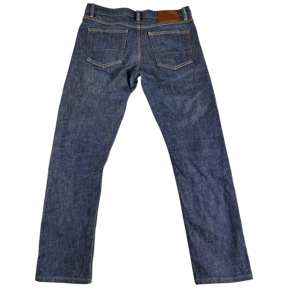 Gustin Slim Selvedge Raw Denim Jeans Mens 34 Blue Indigo Stretch Straight Leg